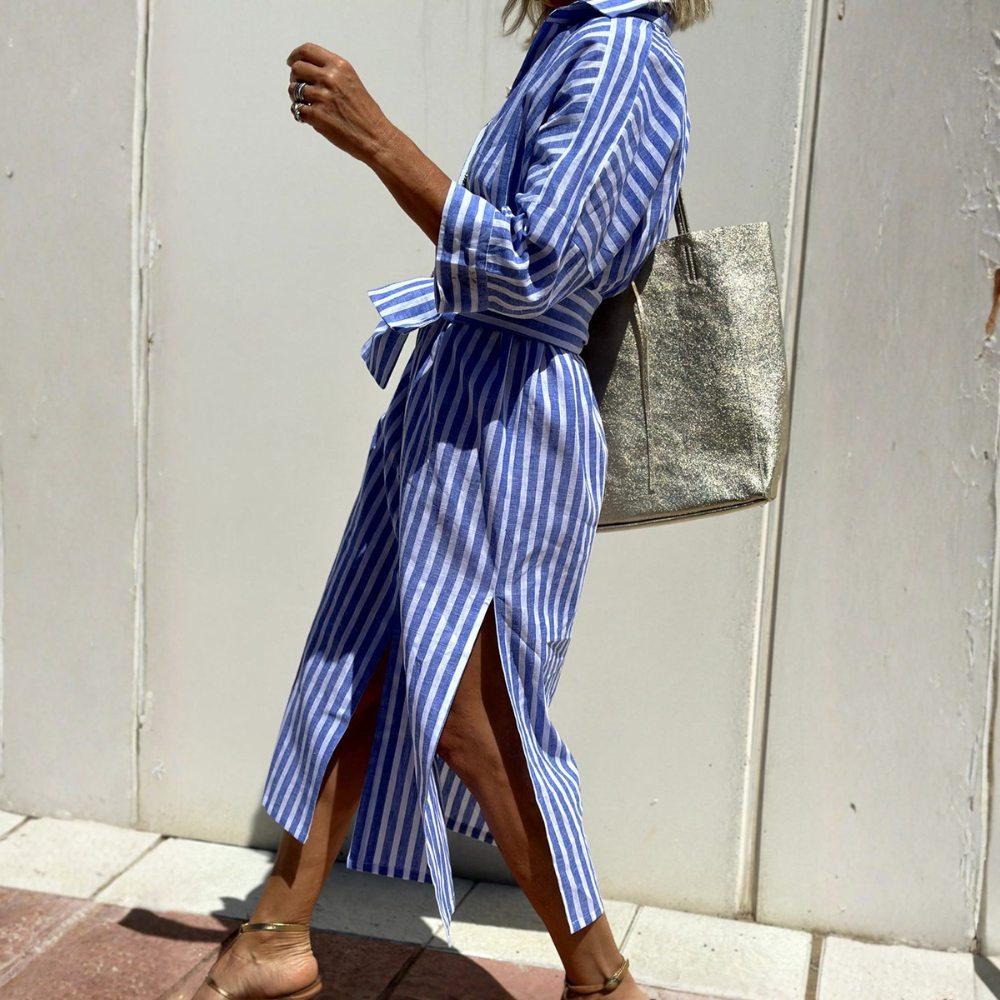Melissa™ | Elegant striped shirt dress