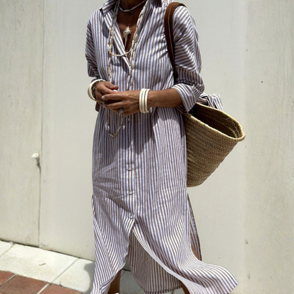Melissa™ | Elegant striped shirt dress