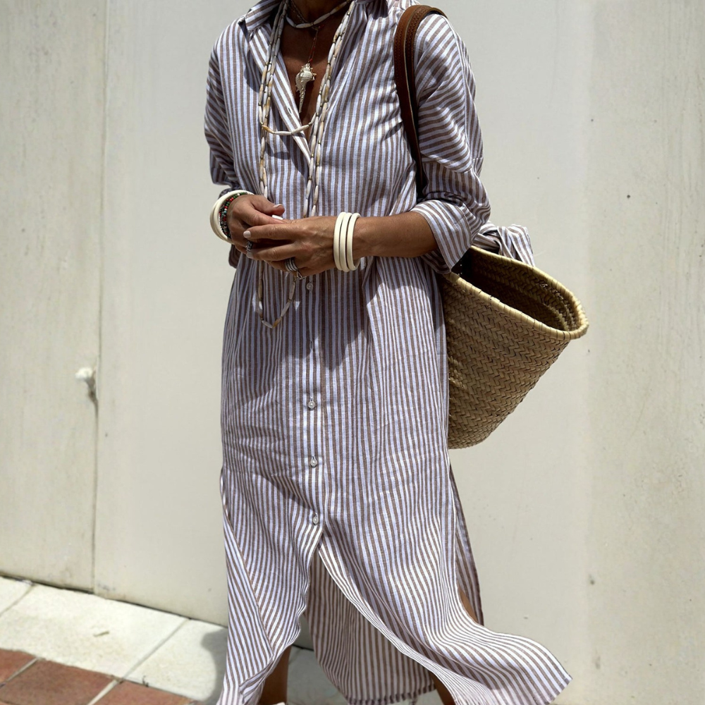 Melissa™ | Elegant striped shirt dress