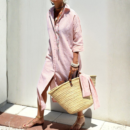 Melissa™ | Elegant striped shirt dress