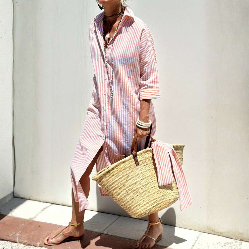 Melissa™ | Elegant striped shirt dress