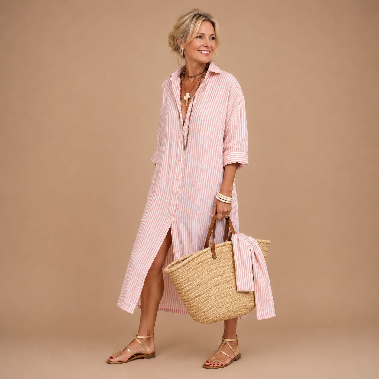 Melissa™ | Elegant striped shirt dress