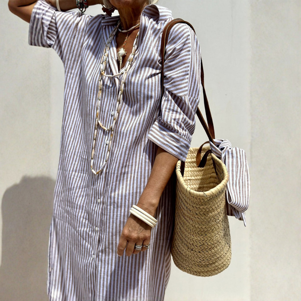 Melissa™ | Elegant striped shirt dress