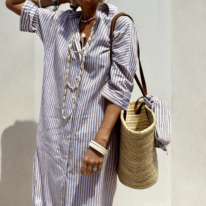 Melissa™ | Elegant striped shirt dress