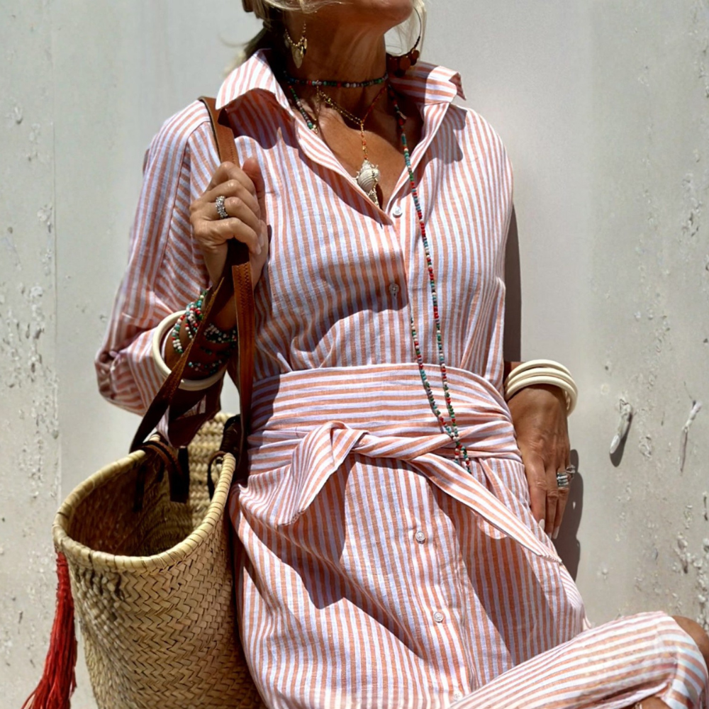 Melissa™ | Elegant striped shirt dress